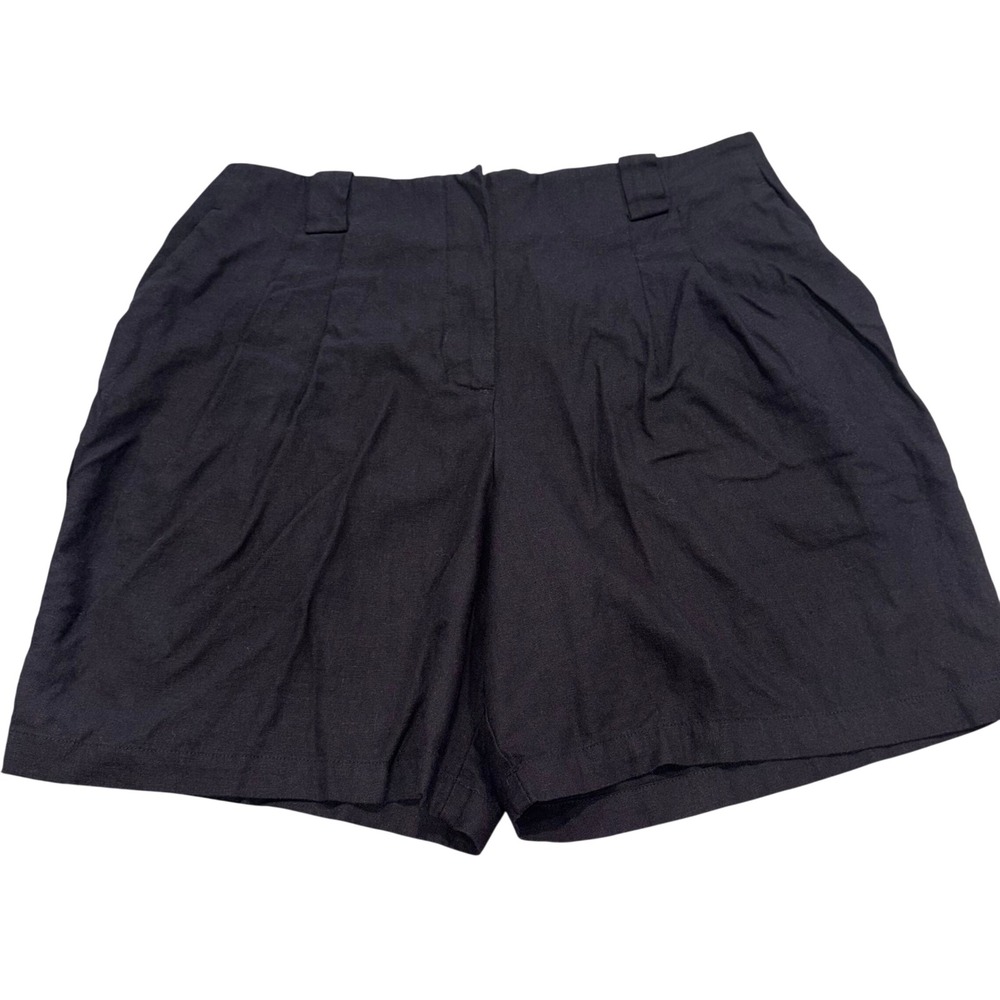 Linen Blend Pleated Shorts Womens 18W Black Simply Vera Vera Wang